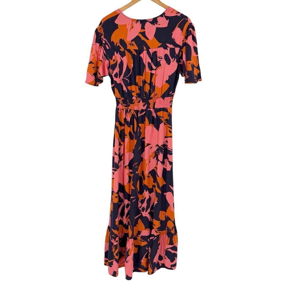 Abel The Label Womens Large Maxi Dress Floral High Low Flutter Sleeve Flowy Boho - Picture 3 of 9